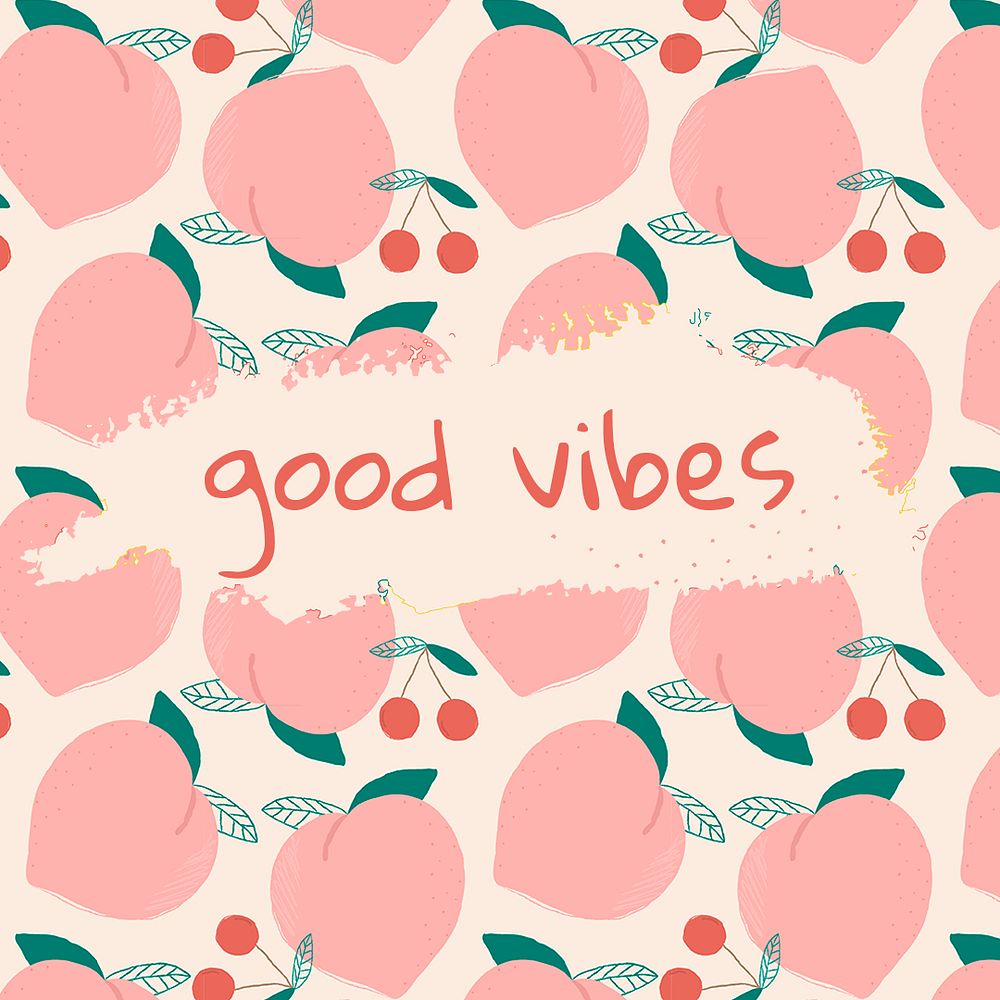 Psd quote on peach pattern background social media post good vibes