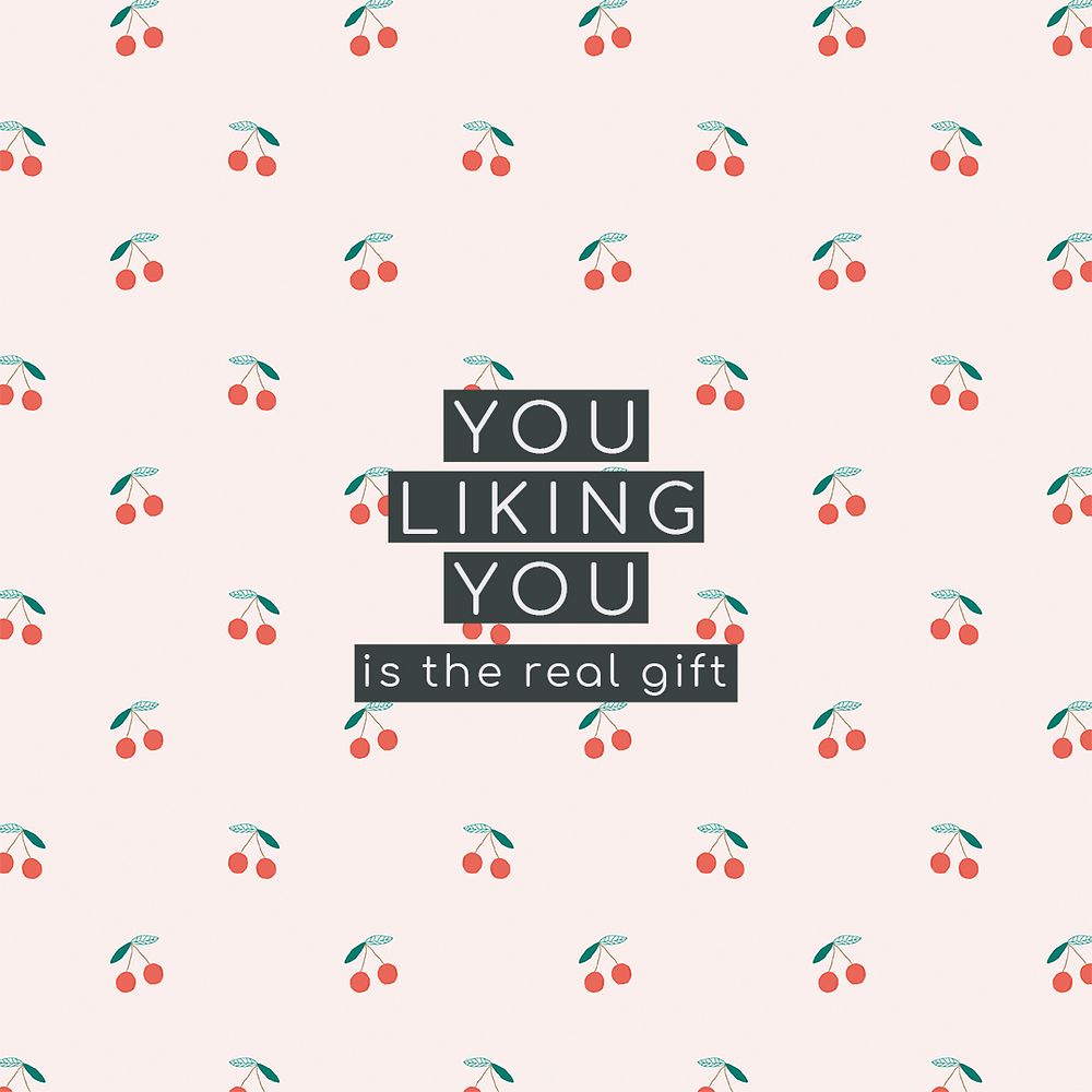 Psd quote on watermelon pattern background social media post you liking you is the real gift