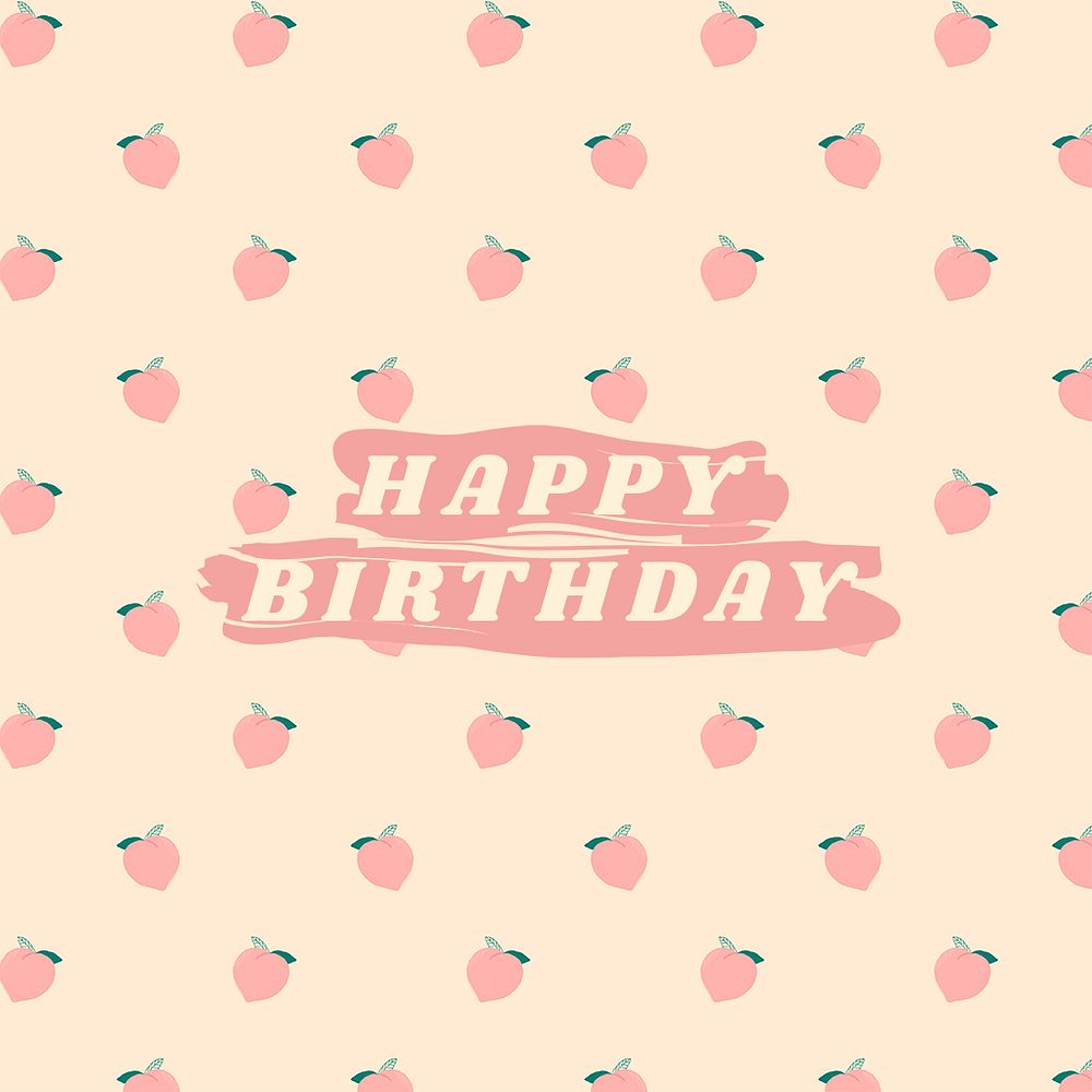 Psd quote on peach pattern background social media post happy birthday