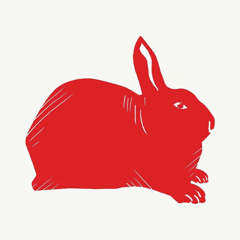 Vintage red rabbit vector animal hand drawn clipart