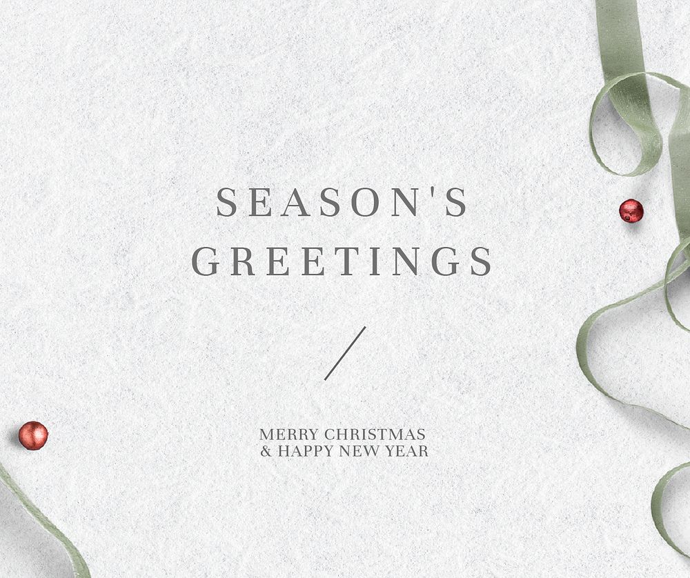 Season&rsquo;s greetings message psd ribbon pattern