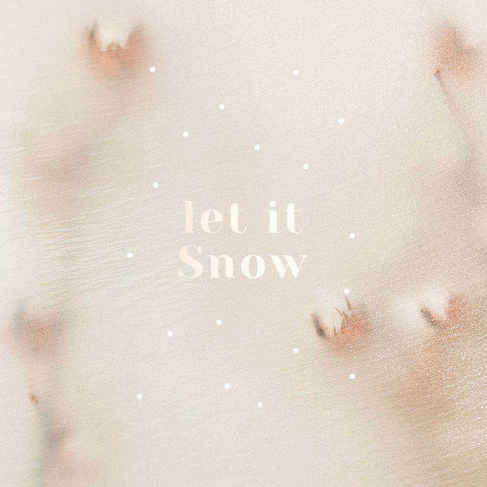 Let it snow psd blurry cotton decorated background