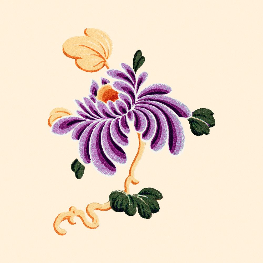 Chinese art purple flower decorative ornament illustration