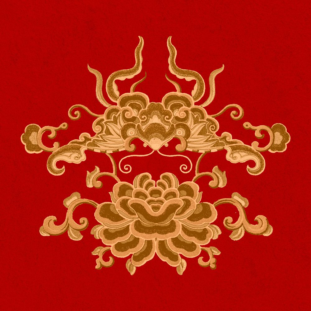 Oriental Chinese art psd ornament gold design element