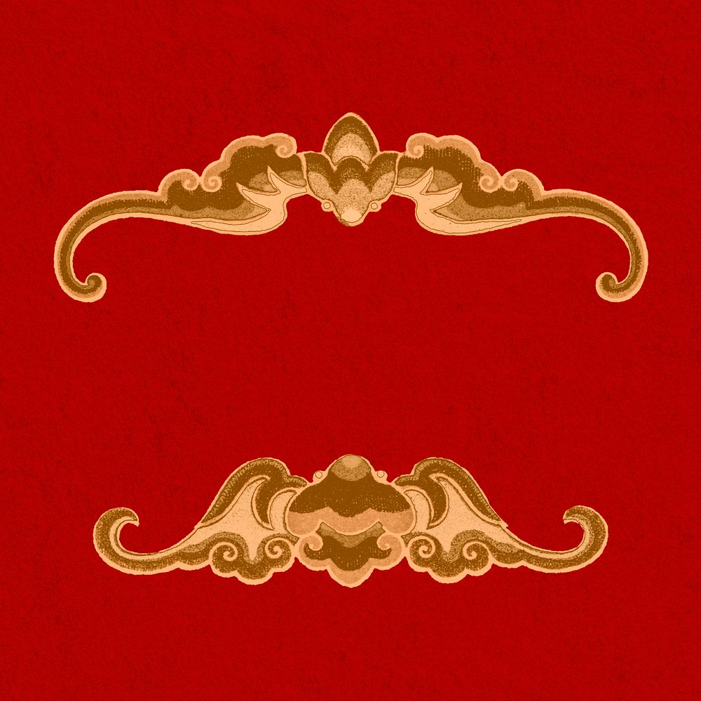 Gold red Chinese art banner clipart set