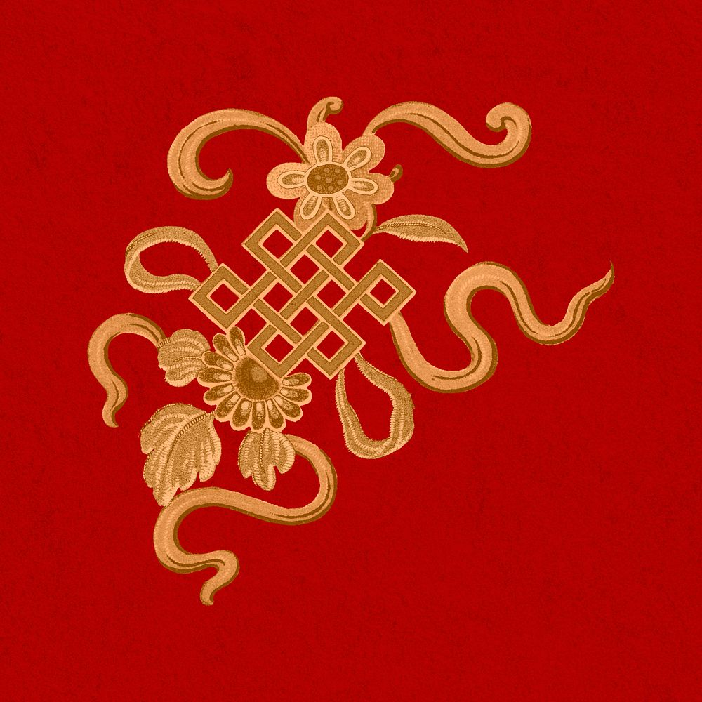 Gold red Chinese art decorative ornament clipart