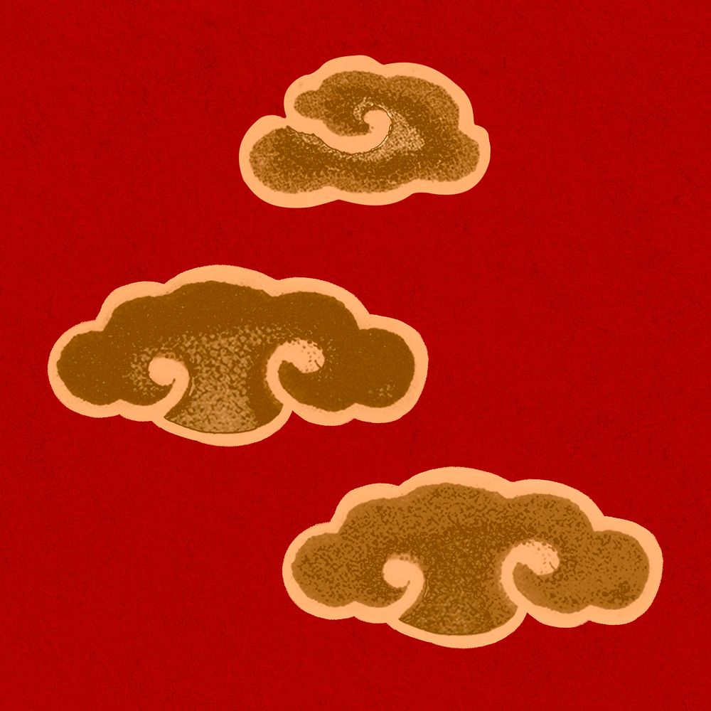 Gold red Chinese art cloud clipart collection