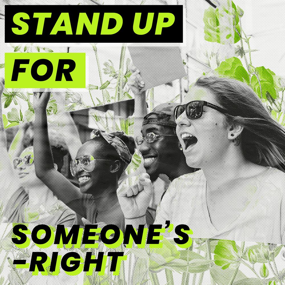 Vector 'stand up for someone's right' students protest human rights movement social media post