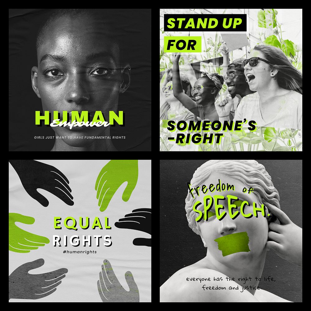 Black Lives Matter vector and Human Rights campaign promotional poster collection