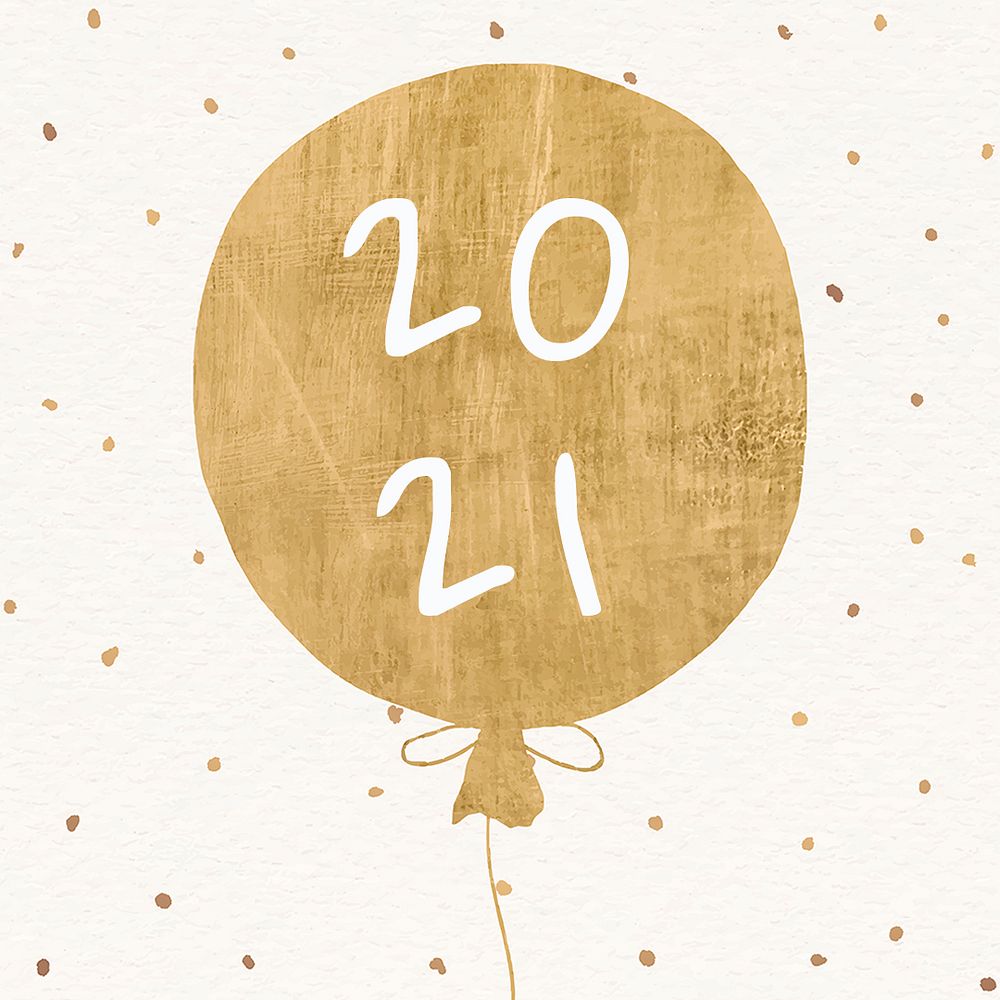2021 gold balloon editable template psd celebration social media post