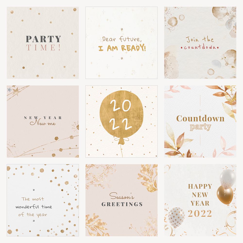 Instagram post template psd for new year set