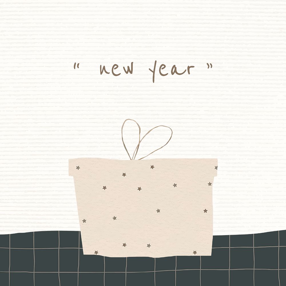 New year editable template psd with gift box social media post