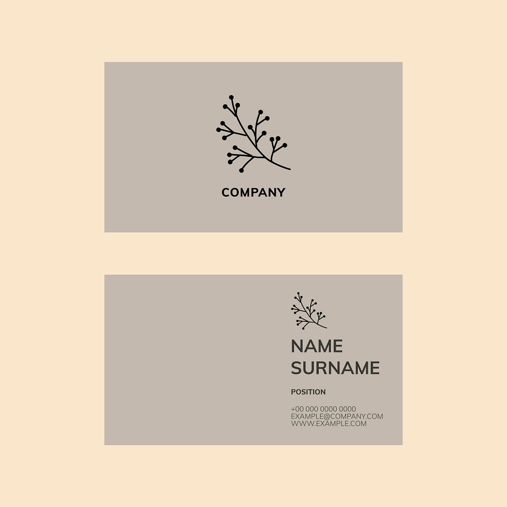 Business card template psd in gray tone flatlay
