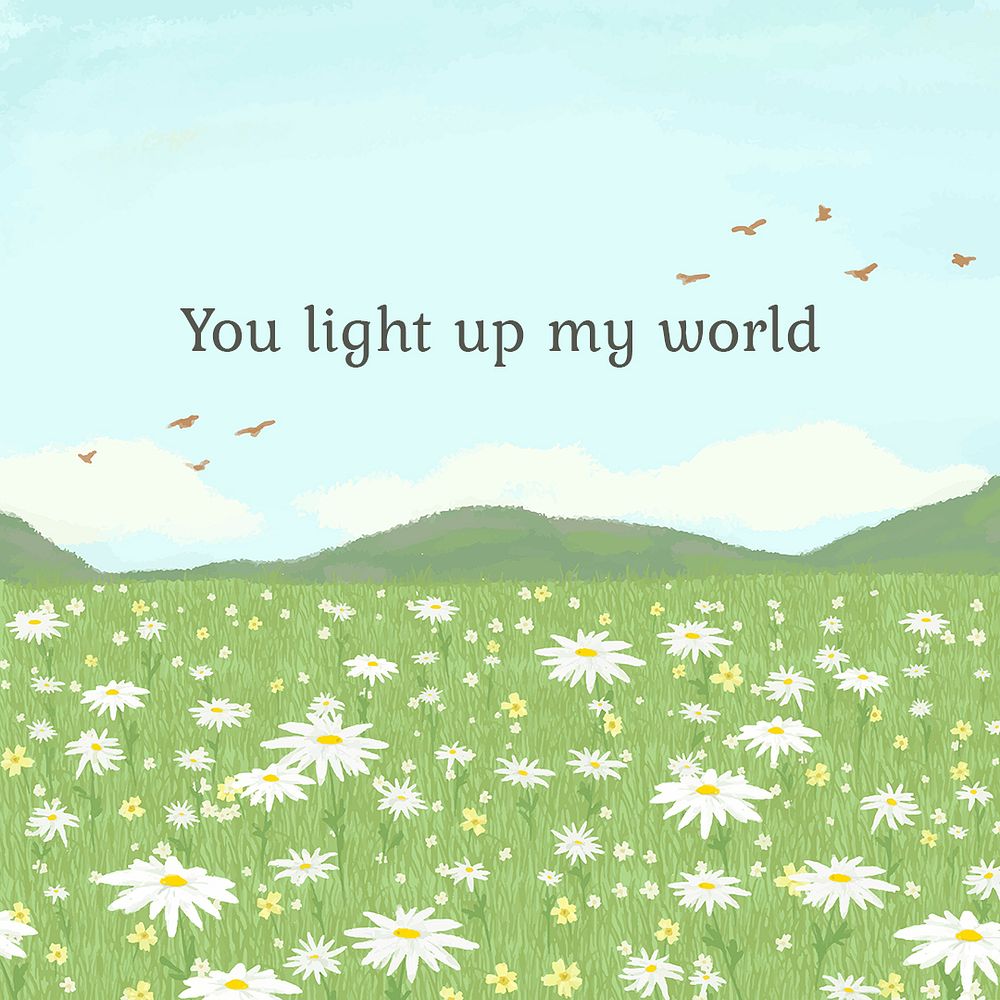 Editable cute quote template psd with you light up my world text