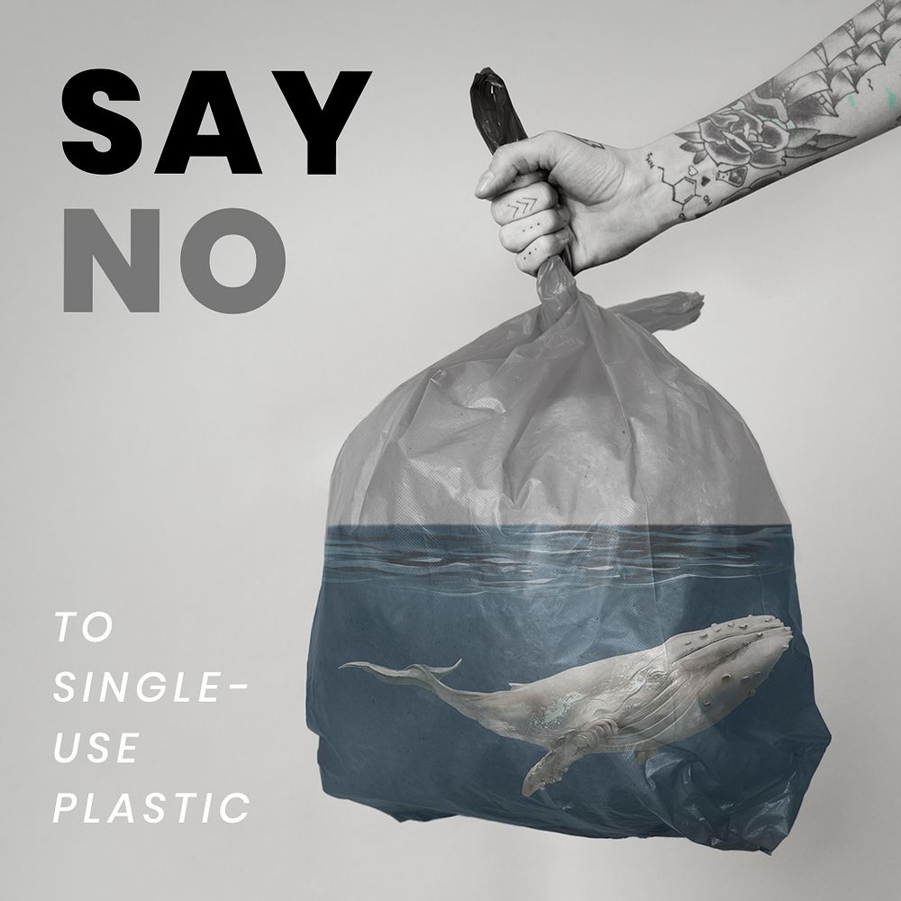 Single-use plastic reduction template psd climate change campaign social media post