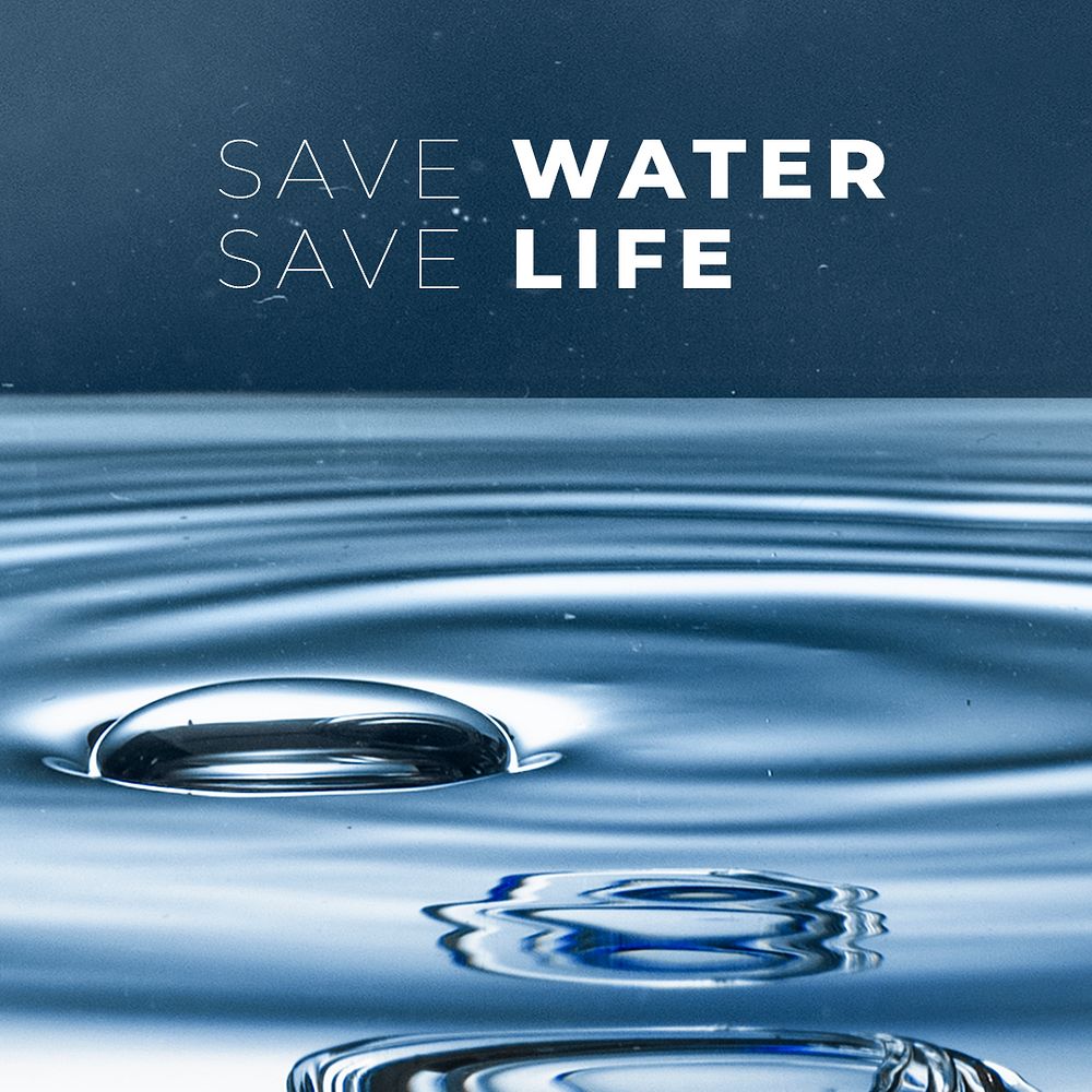 Save water template psd with groundwater drop graphic