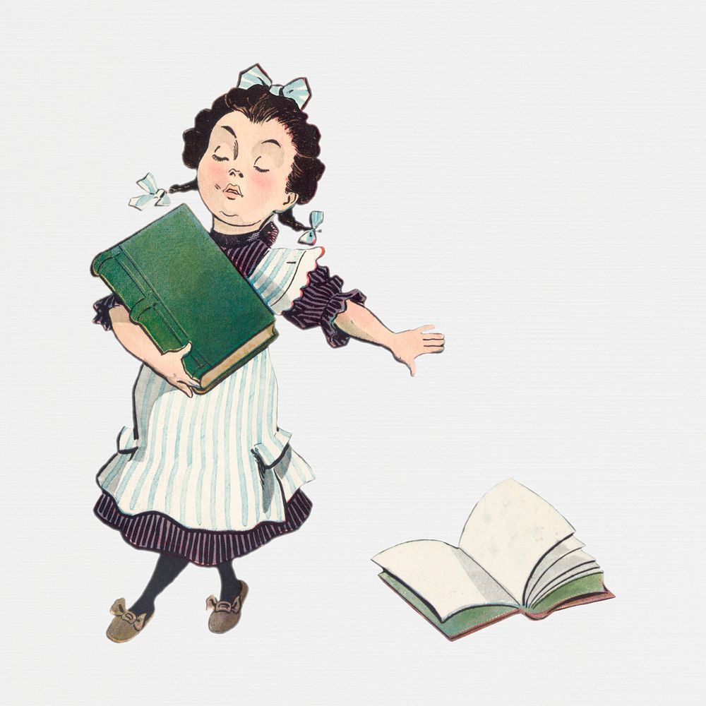 Cute woman character dropping her book