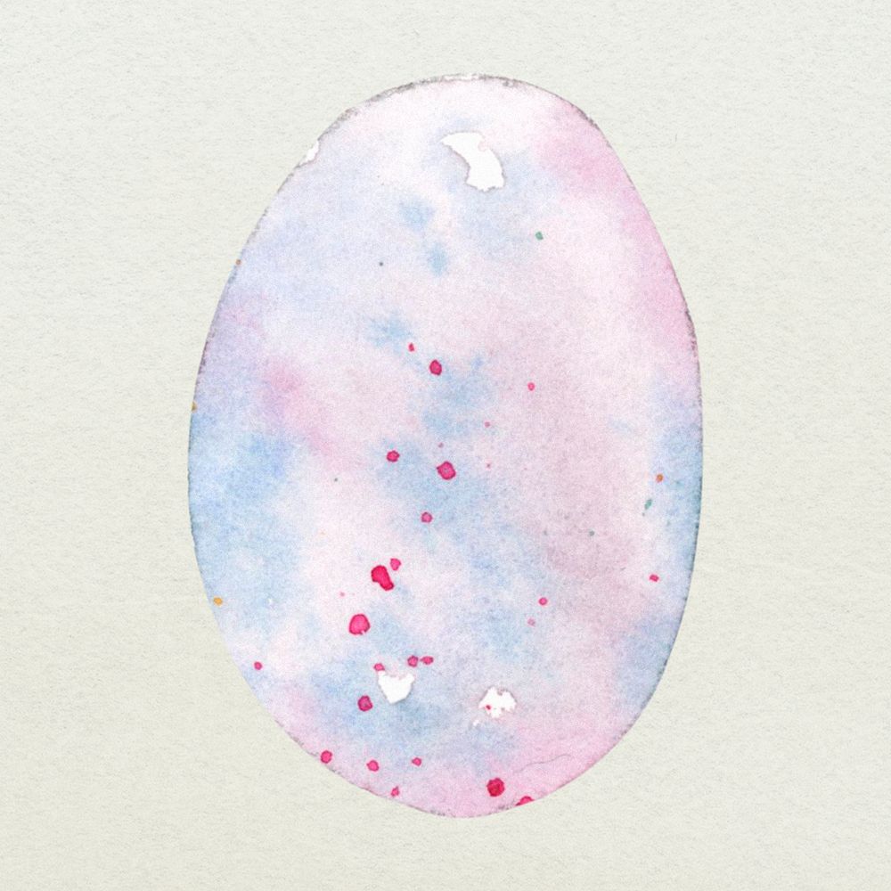 Purple Easter egg psd design element cute watercolor illustration