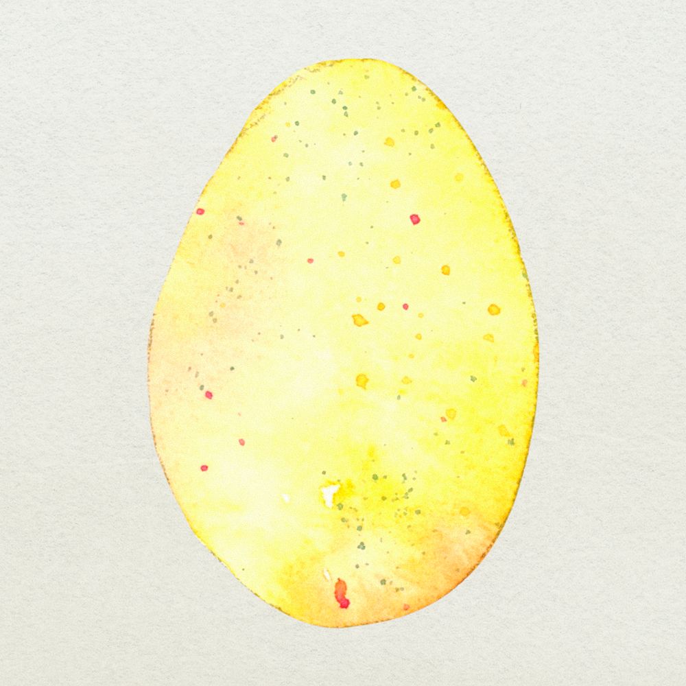 Yellow Easter egg design element cute watercolor illustration