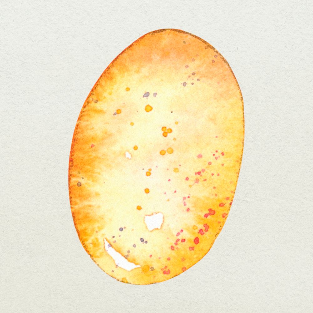 Orange Easter egg psd design element cute watercolor illustration