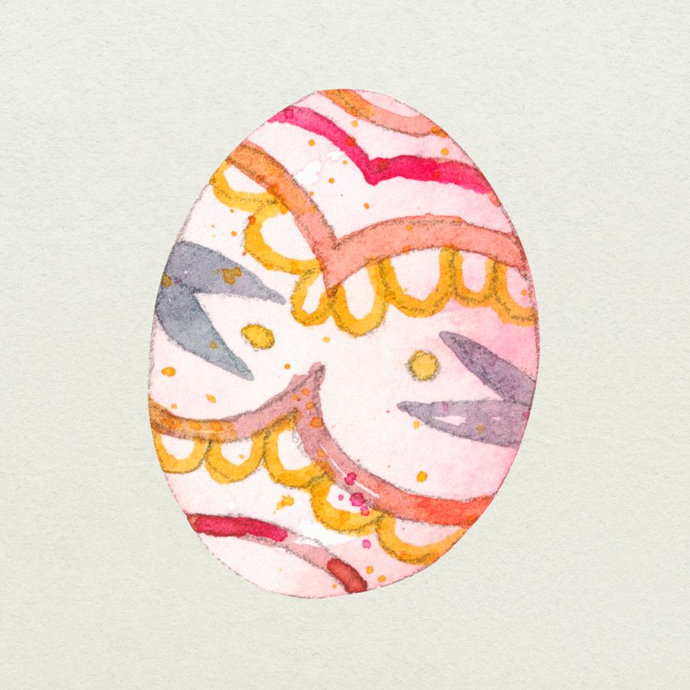 Colorful Easter egg psd design element cute watercolor illustration