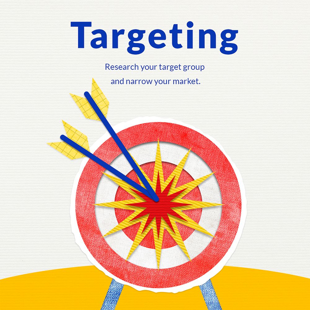 Market targeting business template psd with dart arrow graphic