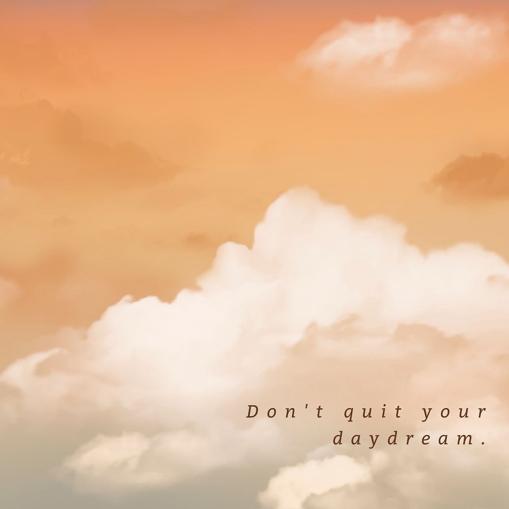 Sky and clouds psd social media template with inspiring quote