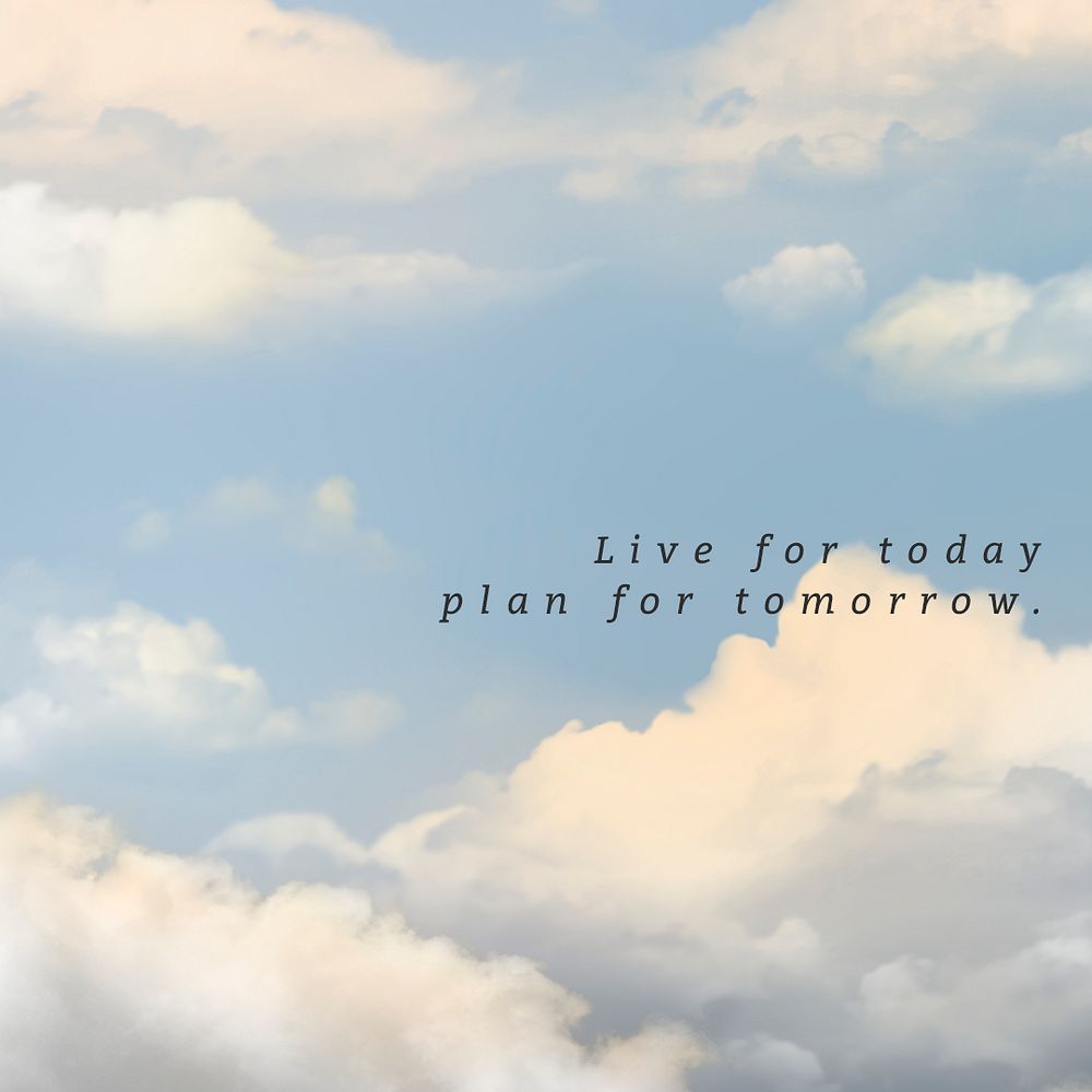 Sky and clouds psd social media template with inspiring quote