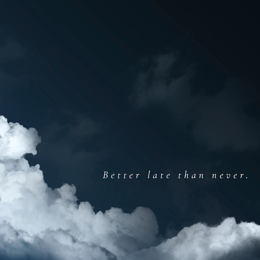 Dark blue sky psd social media template with inspiring quote