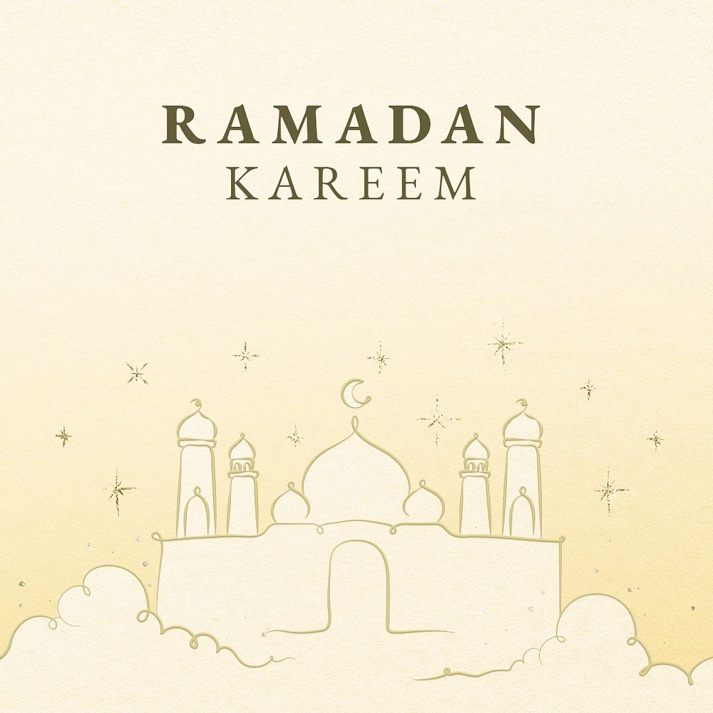 Ramadan social media template psd with Islamic architecture
