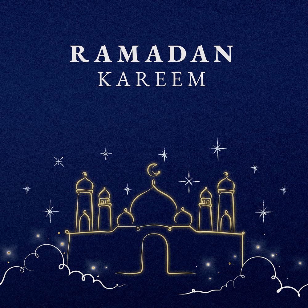 Ramadan social media template psd with Arabic architecture