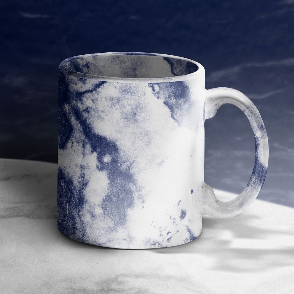 Beautiful blue tie dye coffee mug