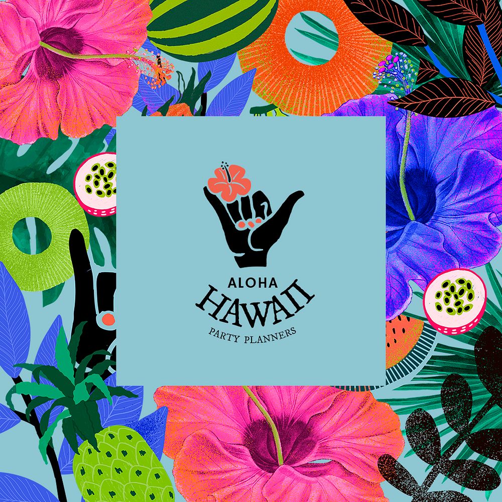 Tropical flower pattern template psd for branding logo