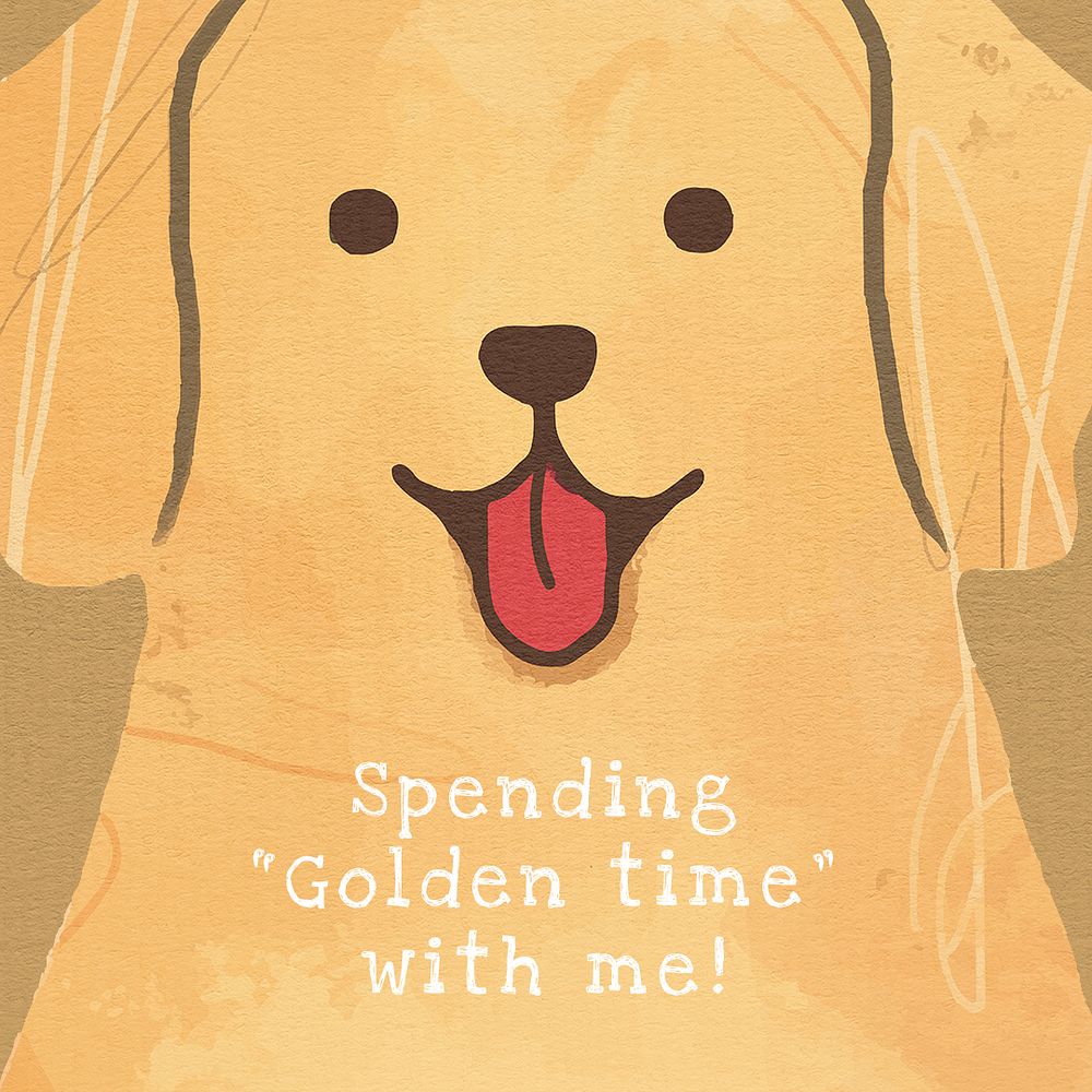 Golden retriever dog template psd cute social media post, spending golden time with me