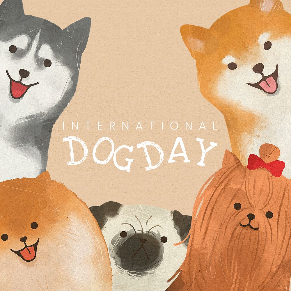 International dog day template psd social media post