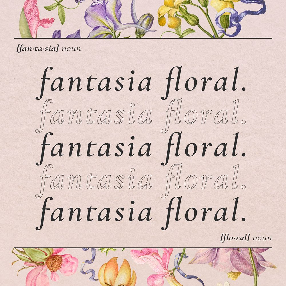 Vintage floral colorful template psd for social media post