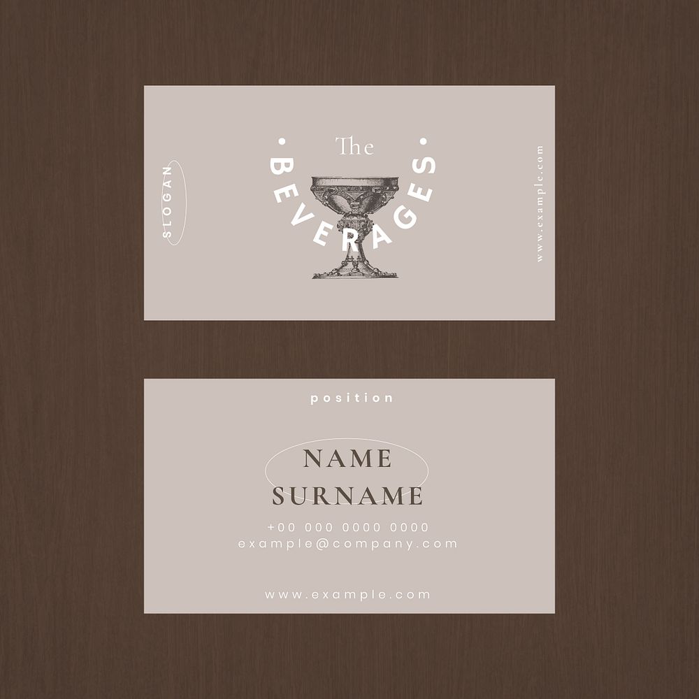 Aesthetic business card template psd for restaurant, remixed from public domain artworks