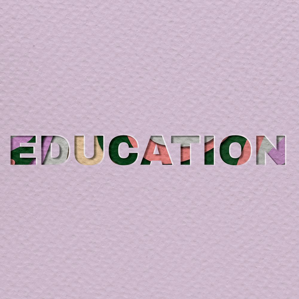Education paper cut typography on purple background