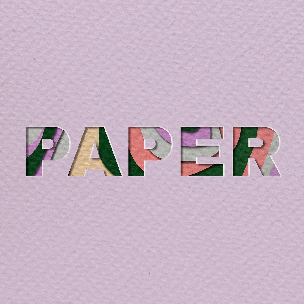Paper cut typography on purple background
