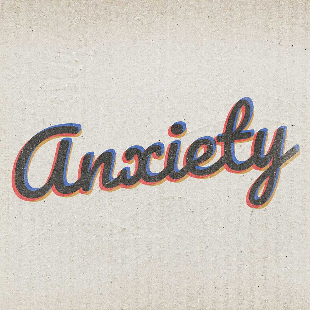 Anxiety vintage style typography on brown background