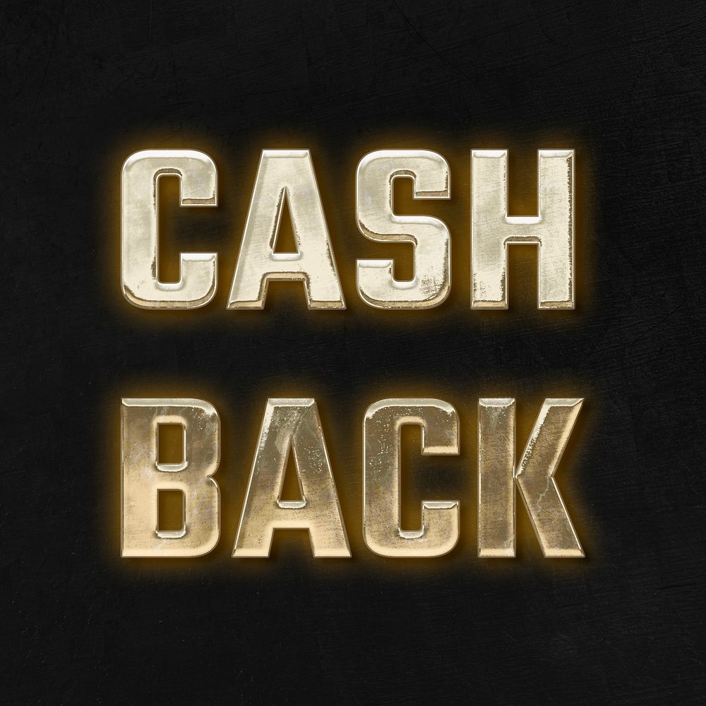 Cash Back text in 3d golden font