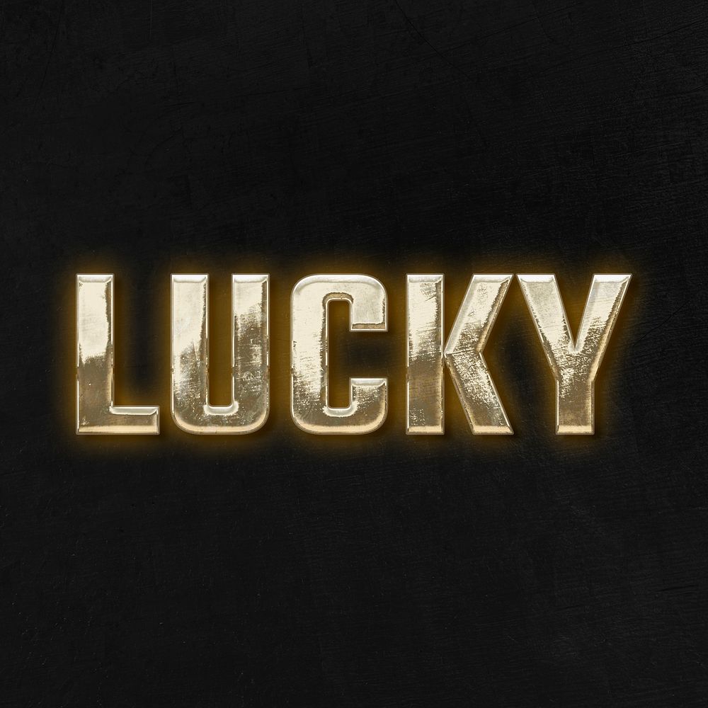 Lucky 3d golden typography on black background