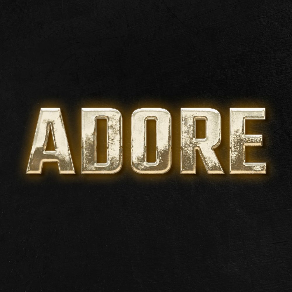 Adore typography in 3d golden font