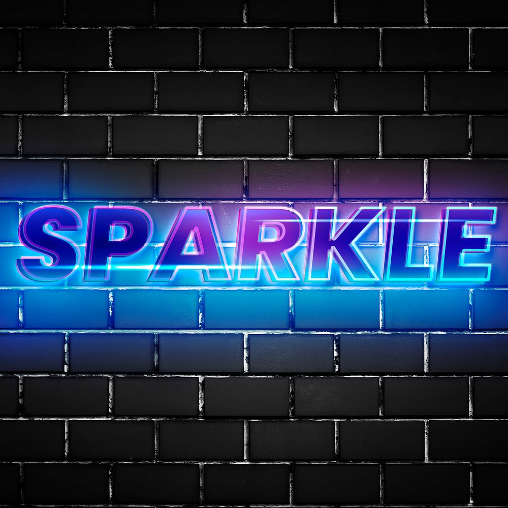 Sparkle 3d glow typography on brick wall background