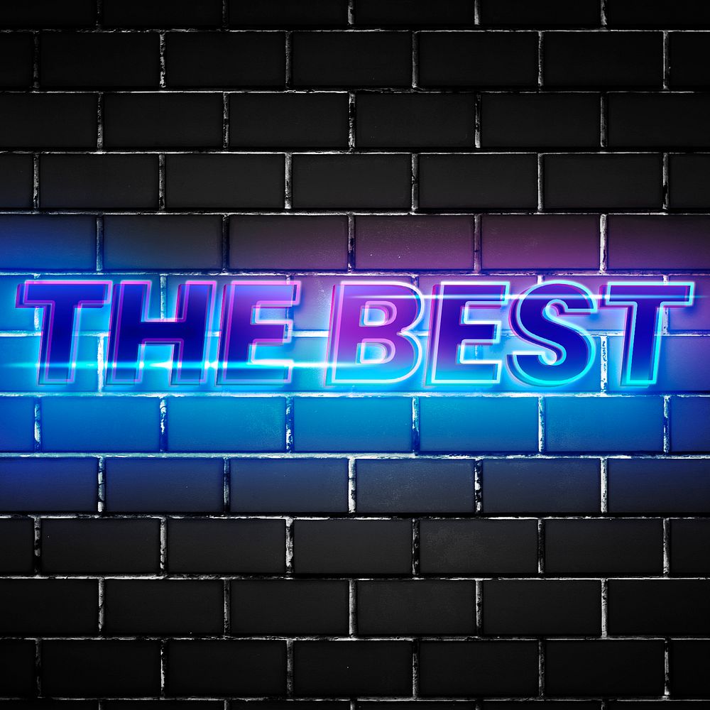 The best 3d glow typography on brick wall background