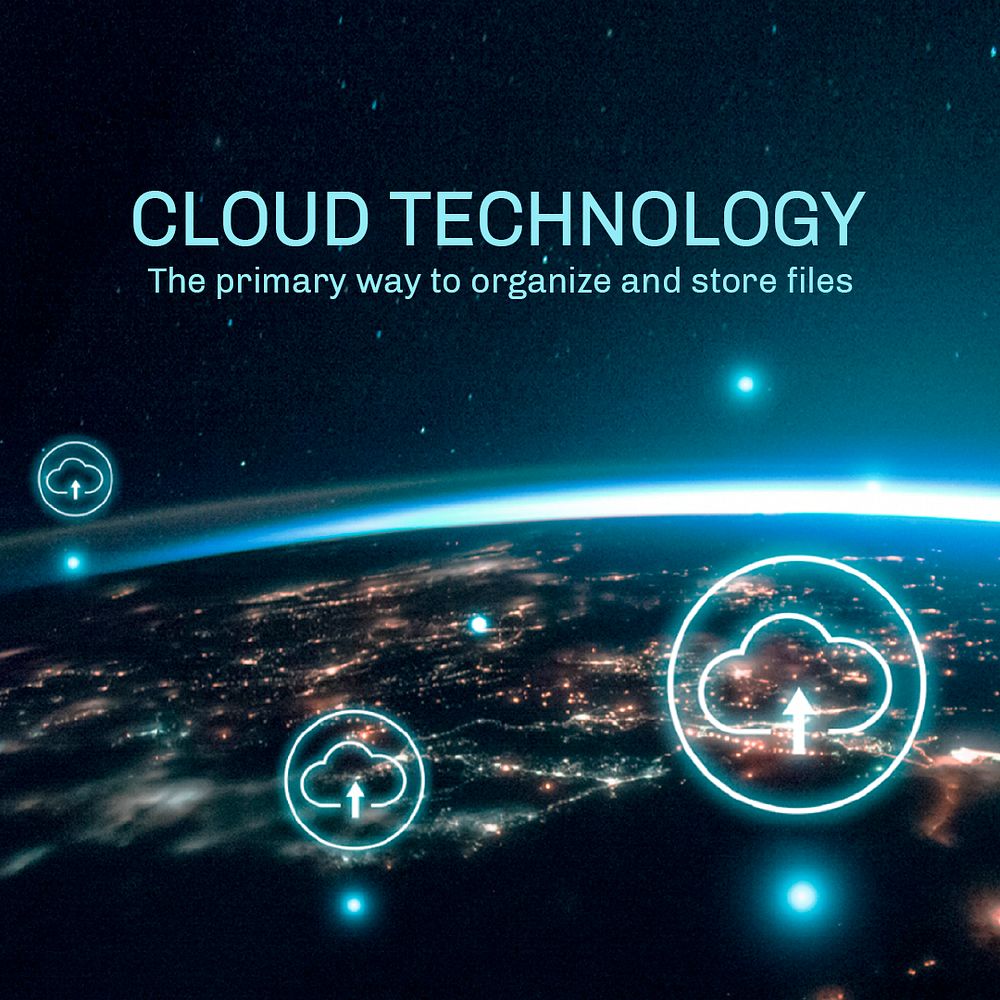 Cloud network template psd digital technology, remixed from public domain by Nasa
