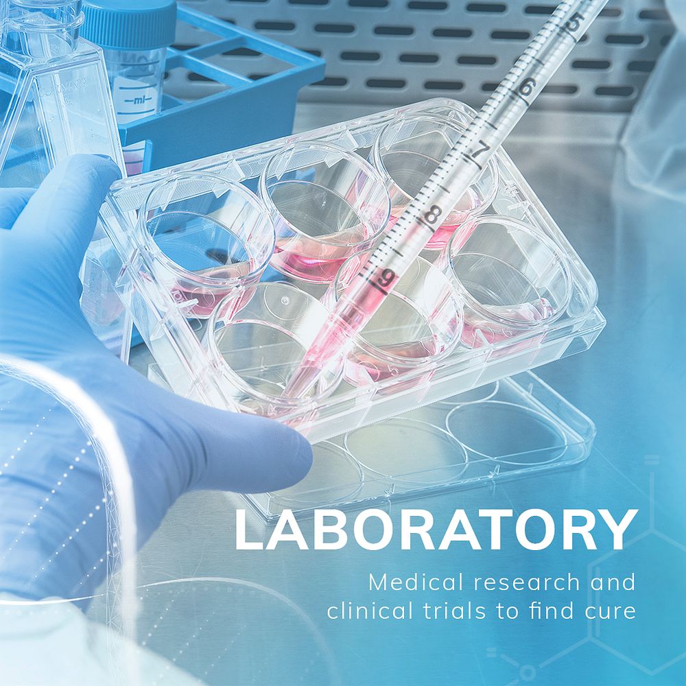 Medical research laboratory template psd science technology social media post