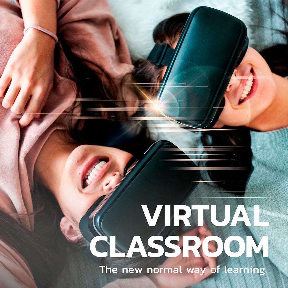Virtual classroom technology template psd education social media post