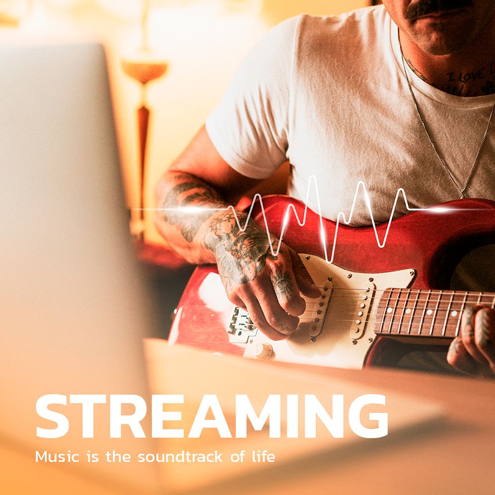 Music streaming technology template psd entertainment social media post