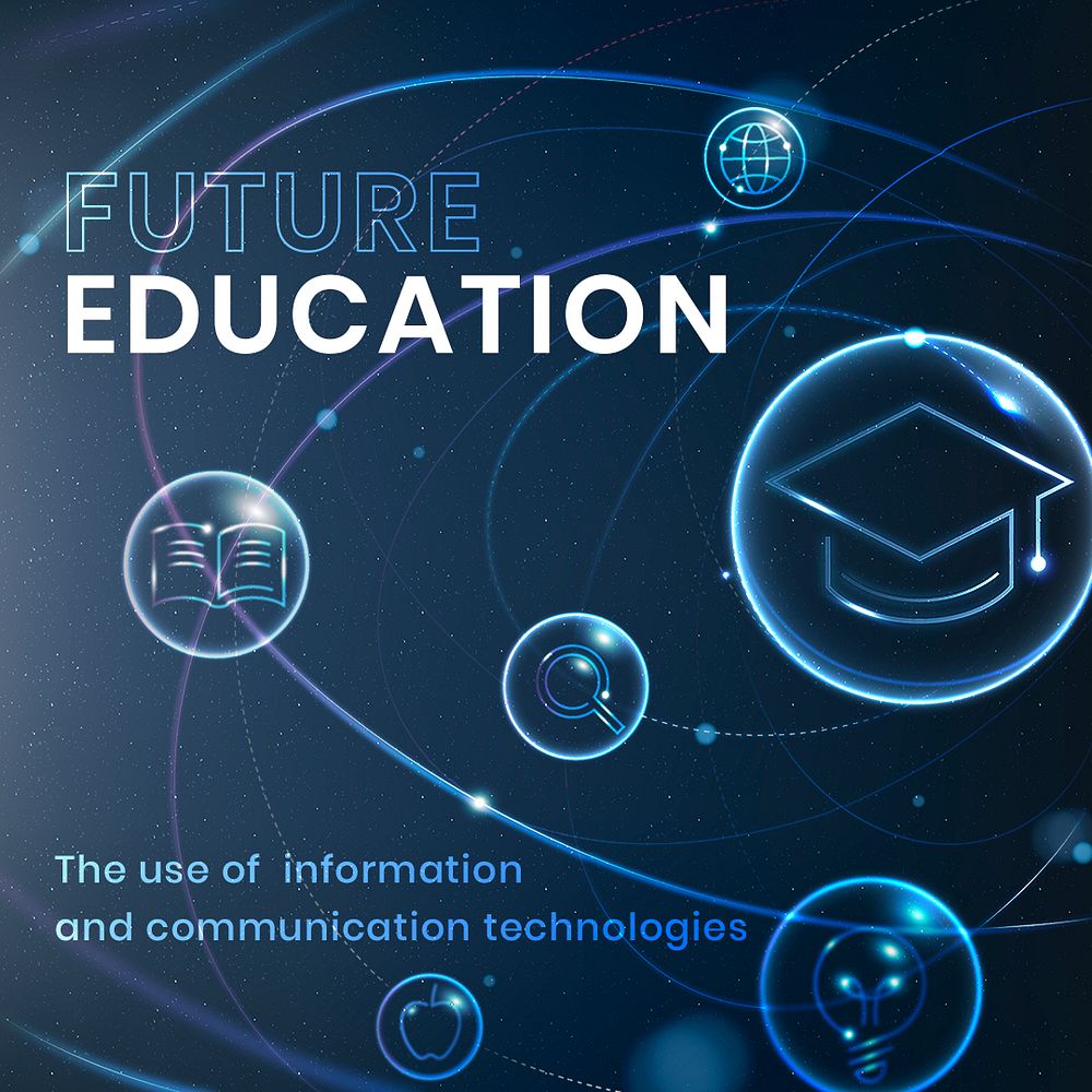 Future education technology template psd social media post